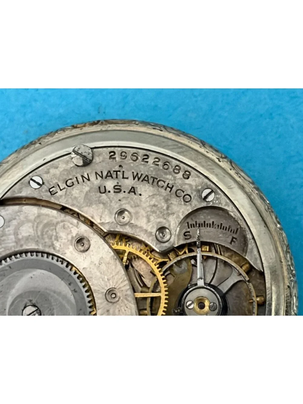 1927 Elgin Pocket Watch 303 Model 3 class 114 12s 7kj supreme case 4 parts or re